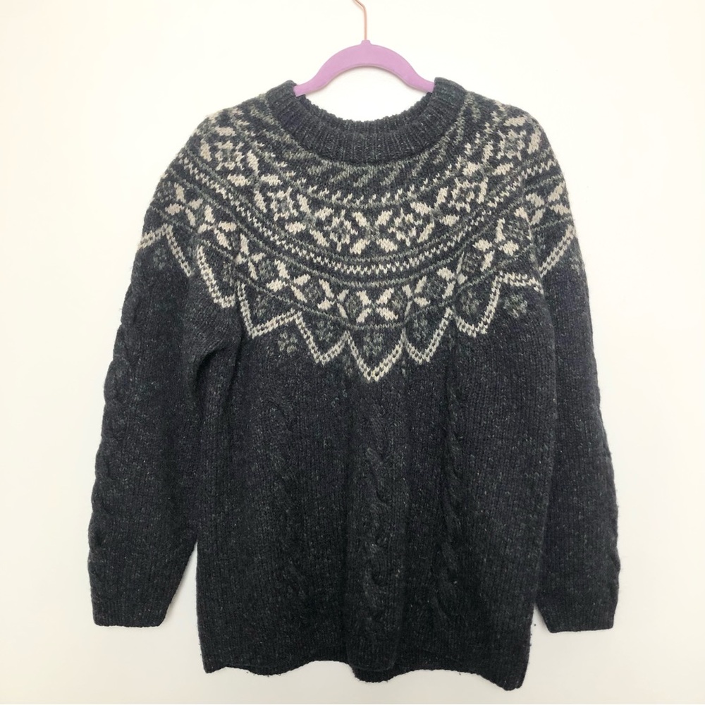 L.L. Bean Women's Fair Isle Sweater Wool Cotton Silk Size XL